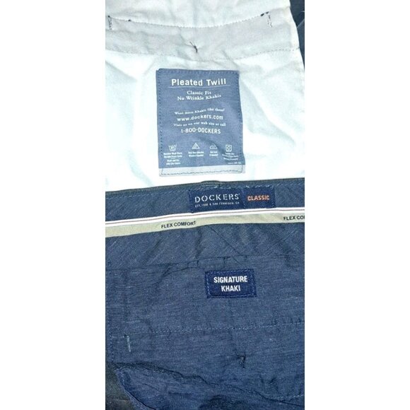 Dockers Mens Black 40x29 Blue Pleated And Gray Flat Front Lot Of 2 Custom Bleach - Picture 4 of 8